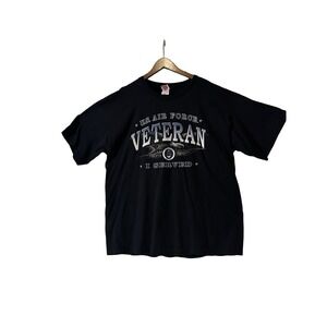Air Force Veteran I Served Eagle T-Shirt Black Blue Size 2X Flag All Made In USA